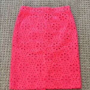 J. Crew Floral Eyelet Pencil Skirt - Hot Pink